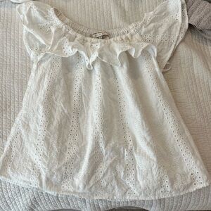 White Eyelet Ruffle Top